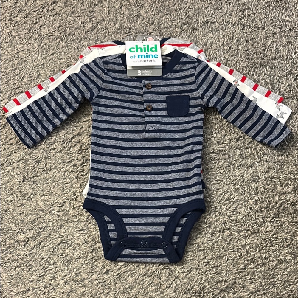 Set of 3 Long Sleeve Baby Onesies